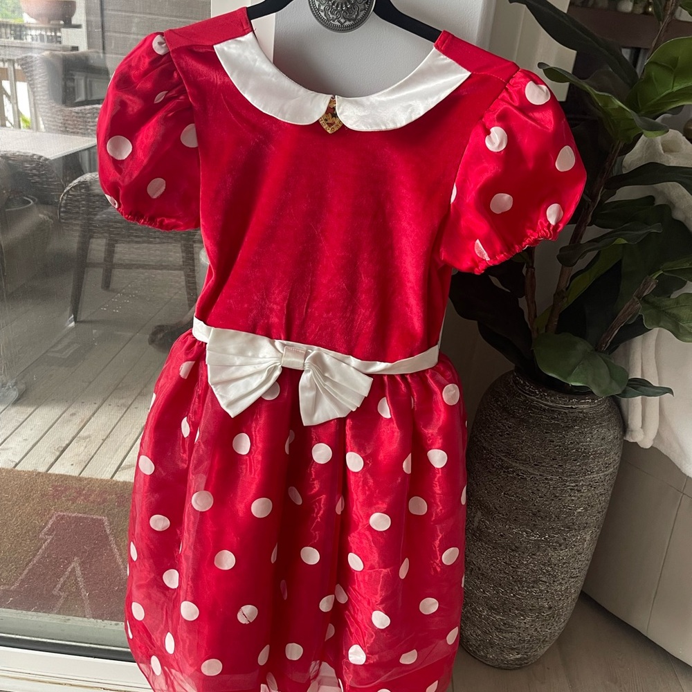 Disney Store Minnie MouseRed and White Polka Dot Dress, size 10/12 girls